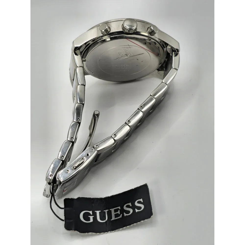 GUESS Atlas U0668G7 Men's Silver-Tone Chronograph Watch 45mm